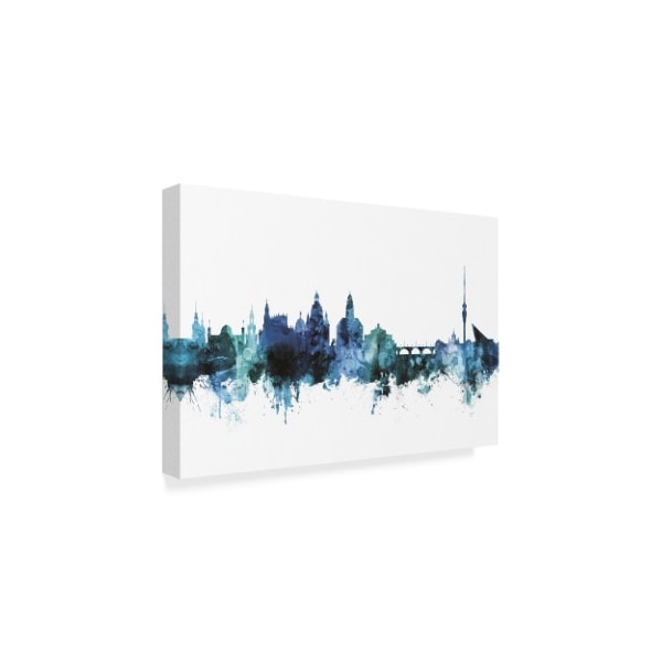 Michael Tompsett 'Dresden Germany Blue Teal Skyline' Canvas Art,22x32